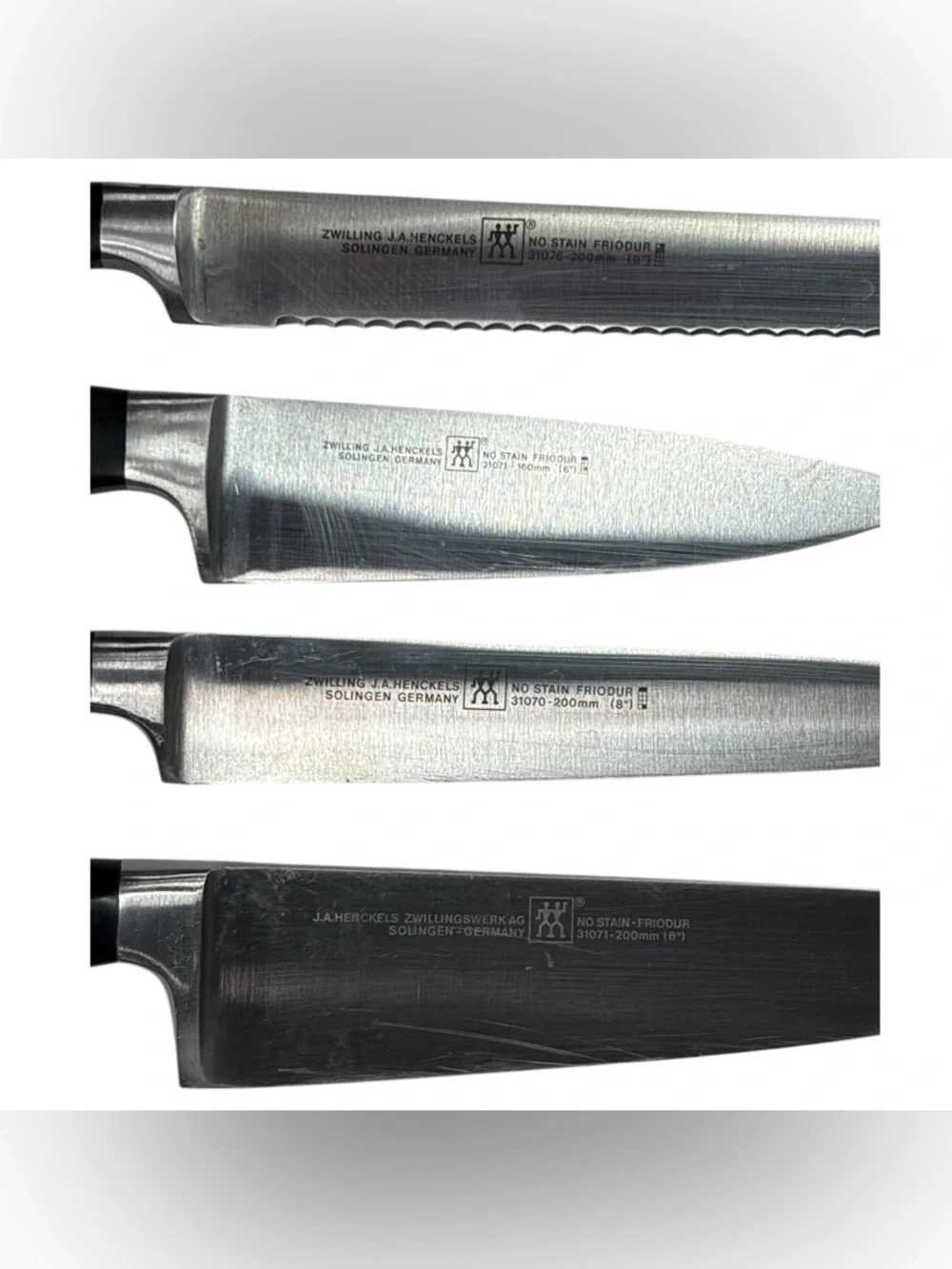Zwilling J.A. Henckels 7 Pc Knife Block Set Black Handles Sharpener Chef Carver